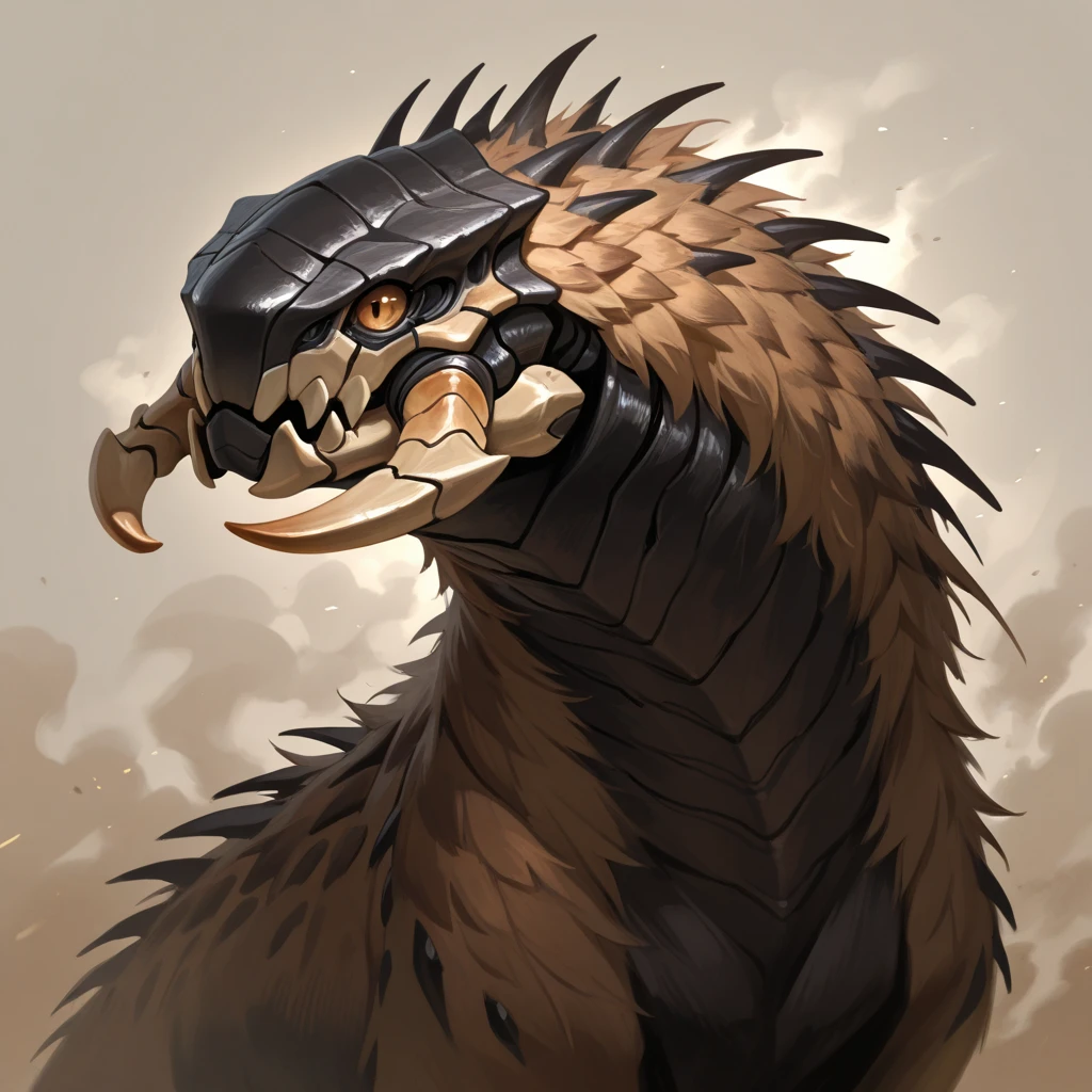 (masterpiece), best quality, solo, creature focus, mandibles Armadigger with yellow-brown brown and black-brown color palette


