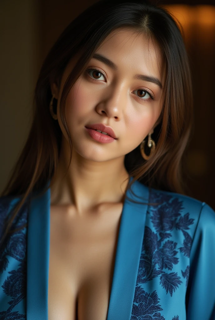A medium 40mm glamour portrait of a tribal woman, (detailed facial features:0.2), high quality, professional photo, 28mm, (intricate detail), ((incredibly detailed skin:0.38)), Surreal Harmony, cinematic, lighting, 8K, HDR10, analog
