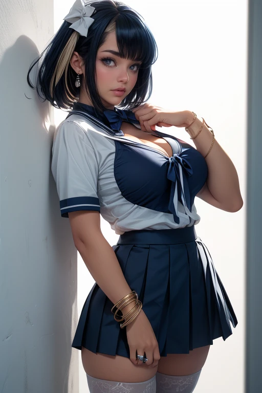 (full figure:1.1), (1 girl as yukino yukinoshita:1.5), highres, solo, (very small breasts:1.5), waist long black hair, (twintails:0.5), (pleated school miniskirt:1.5), (black thigh high:1.5), (loose red ribbon:1.2), (cotton skirt:1.5), (unbuttoned white shirt:1.4), (ahegao:1.5), green eyes, (rolling eyes:1.5), (torn clothes:1.5), (naked breasts:1.5), spread legs, (standing:1.5), legs wide open, (in a dungeon:1.2), legspread, breastapart