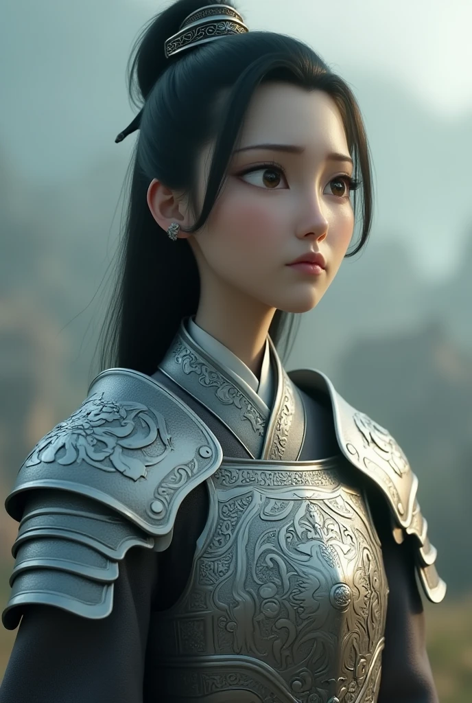 (masterpiece, best quality:1.2),Wavy Hair,Single ponytail,Exquisite eyes,Fine black hair,Charming Eyeshadow( White people:1.2)( Snake scale skin:1.2),Chinese,( Smooth skin:1.2),whole body, A long, lean, and incredibly fit figure.,Moist and sexy plump lips,Long legs,Perfect fingers,(masterpiece, best quality:1.2), Eloquent style, Warhammer 40,000 style mecha in the style of ancient Chinese female terracotta warriors。