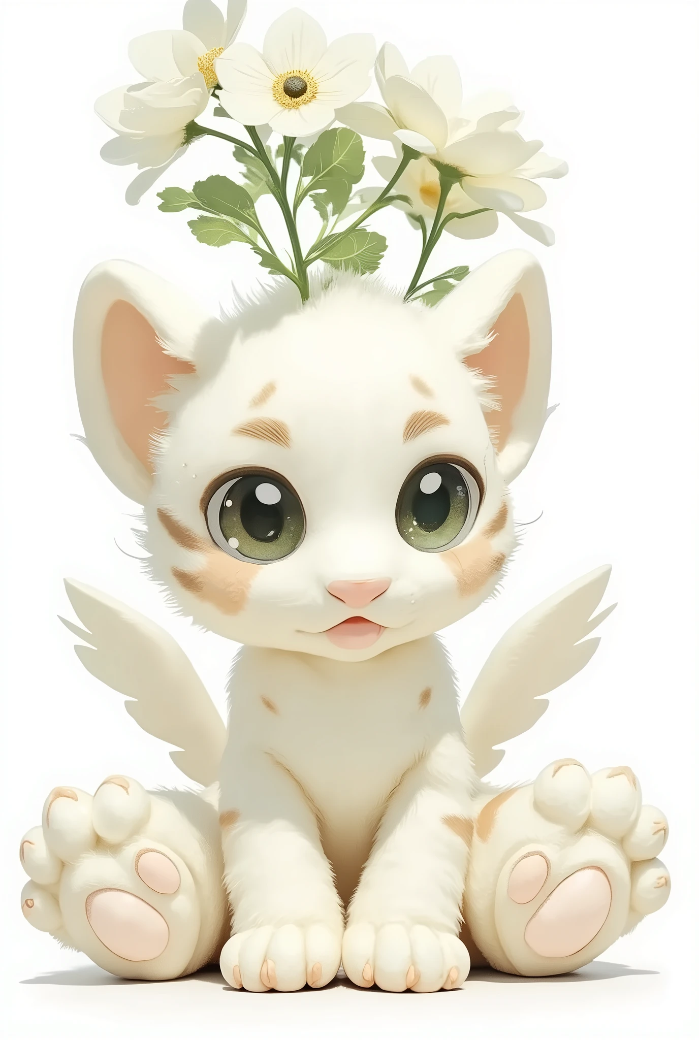  white tiger、 cute、 chibi、