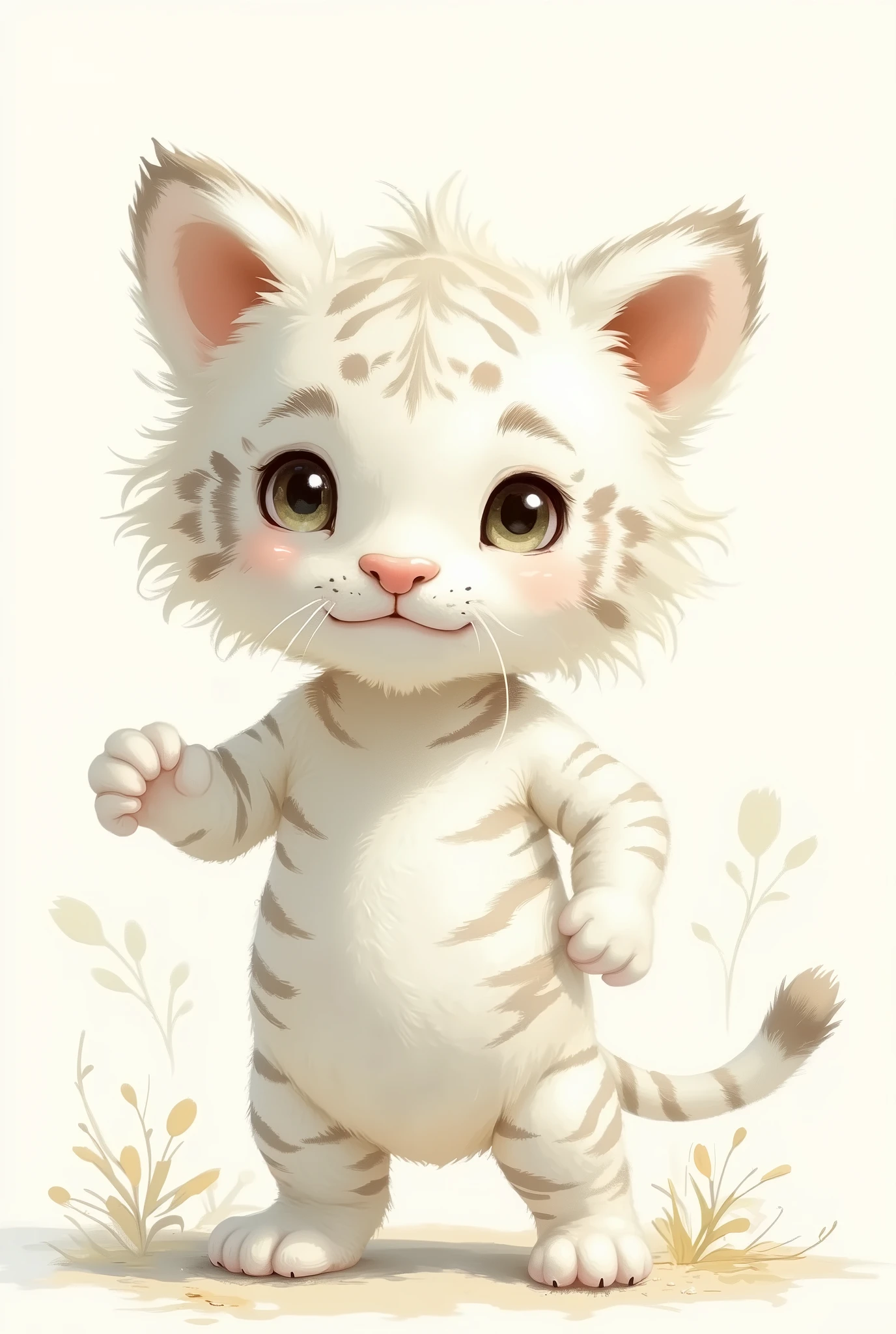  white tiger、 cute、 chibi、