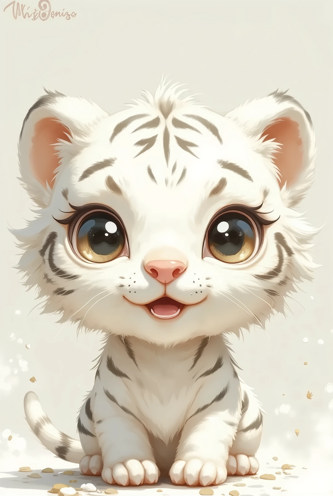  white tiger、 cute、 chibi、