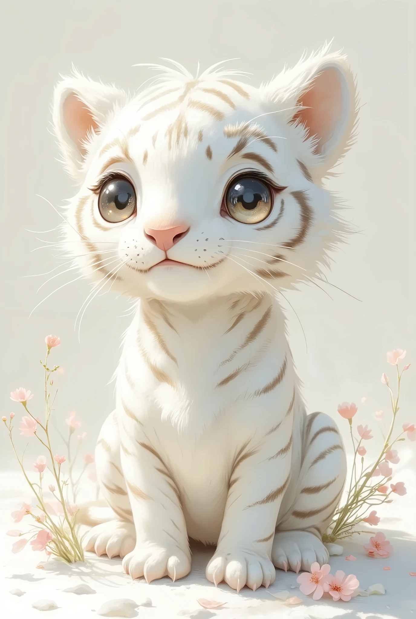  white tiger、 cute、 chibi、