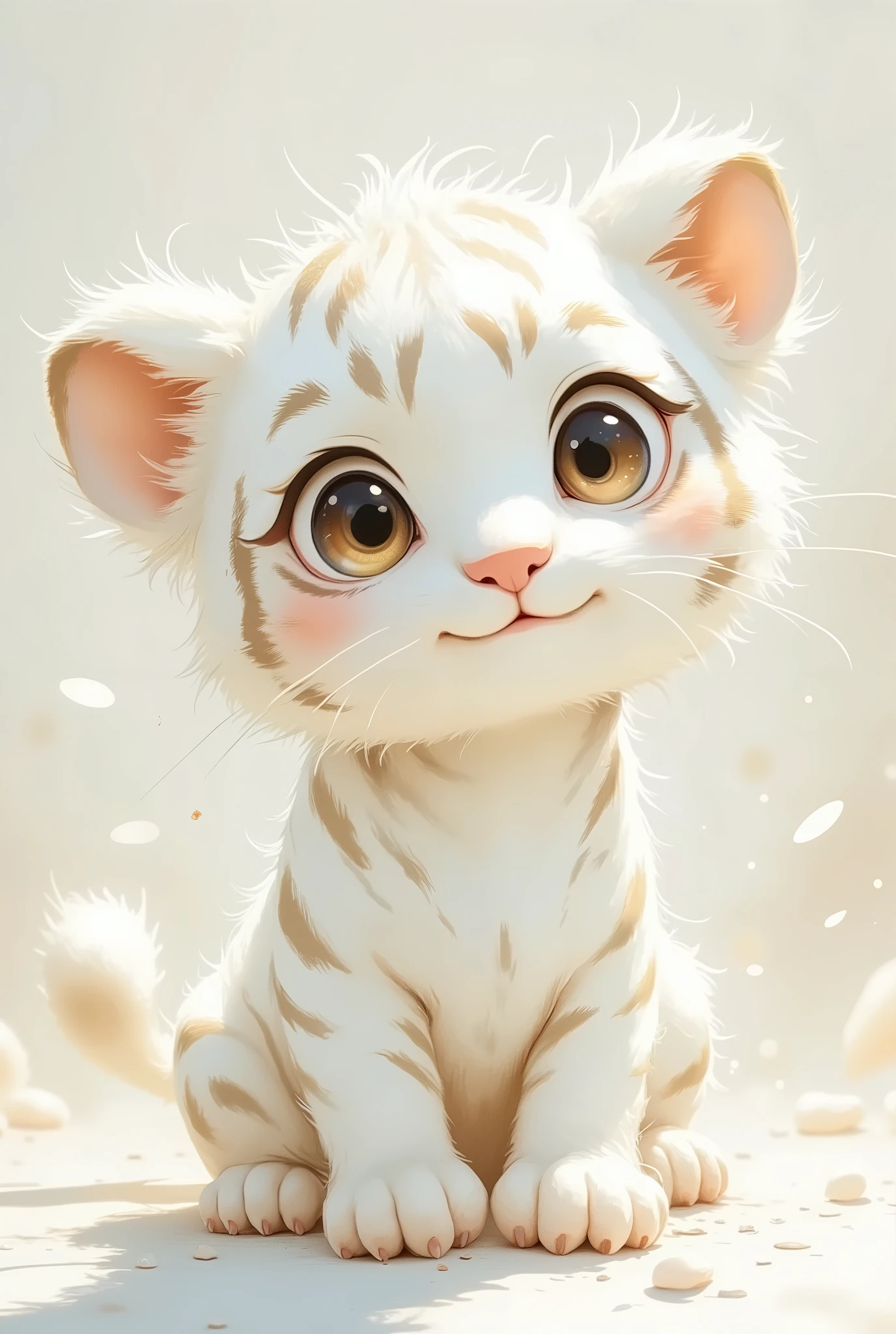  white tiger、 cute、 chibi、