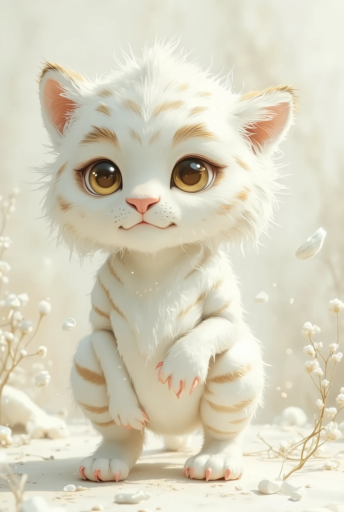  white tiger、 cute、 chibi、