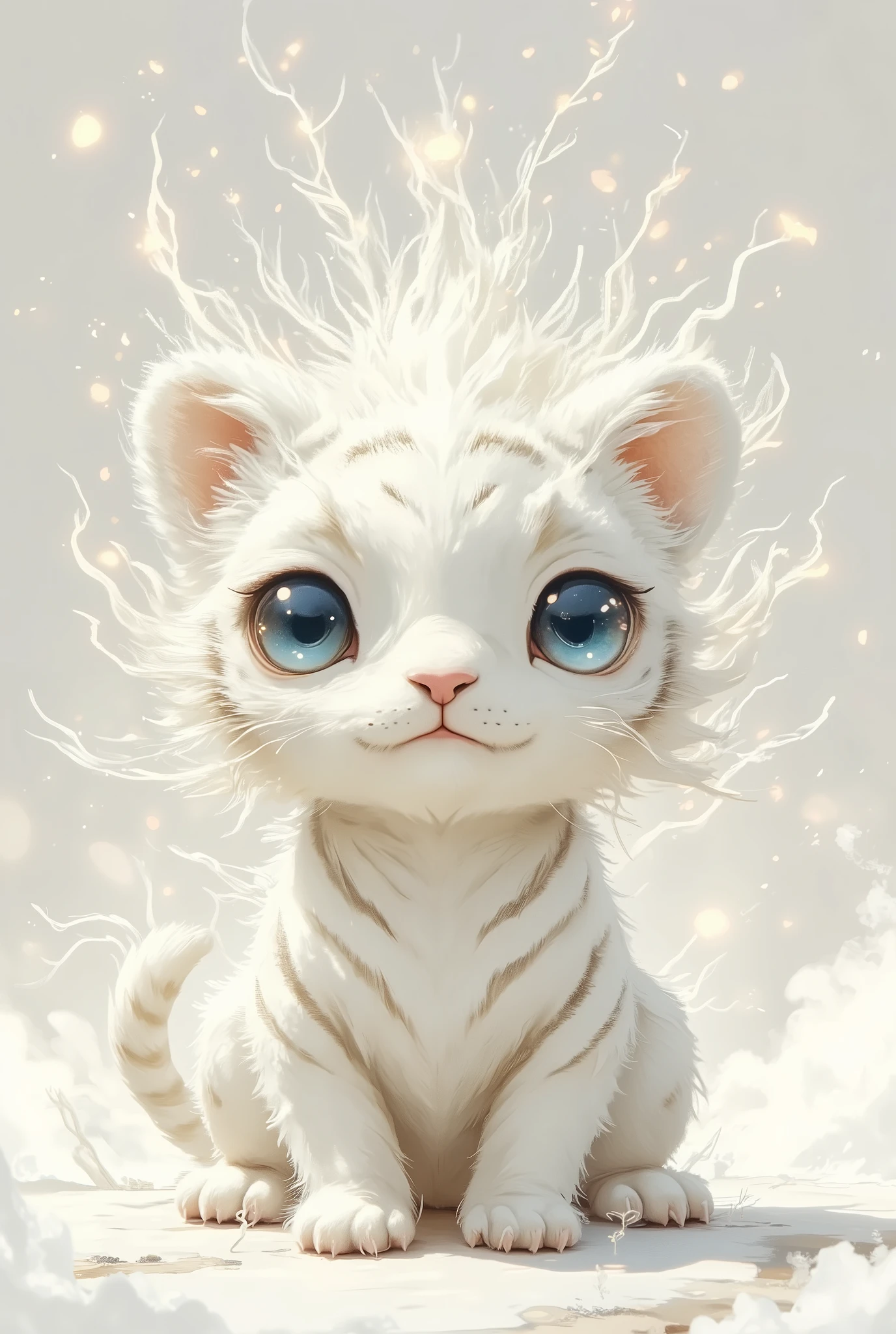 white tiger、 cute、 chibi、