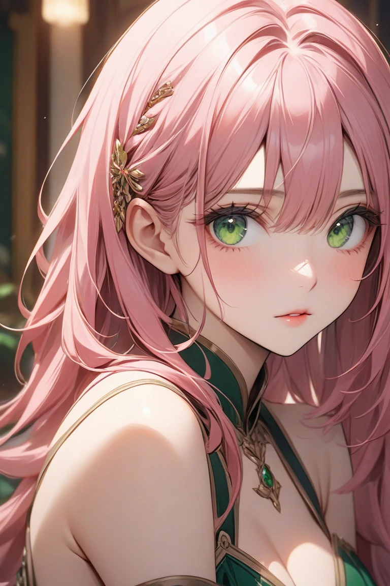 (((nsfw))), (Perfect Anatomy)、Mastepiece、Ultra High Quality、 8k、masterpiece、Highest quality、Ultra-high resolution、Maximum resolution、Very detailed、Professional Lighting、anime、woman、thin、Very beautiful face、Very beautiful eyes、(Highly detailed eye)、Highly detailed face、Blonde, (ahoge), wavy hair, Pink eyes, (gold hair green dip-dye hair), thigh boots, high heels, makeup, eyeliner, eye shadow, pink cheek, pink lips, full body, masturbation, sex toy