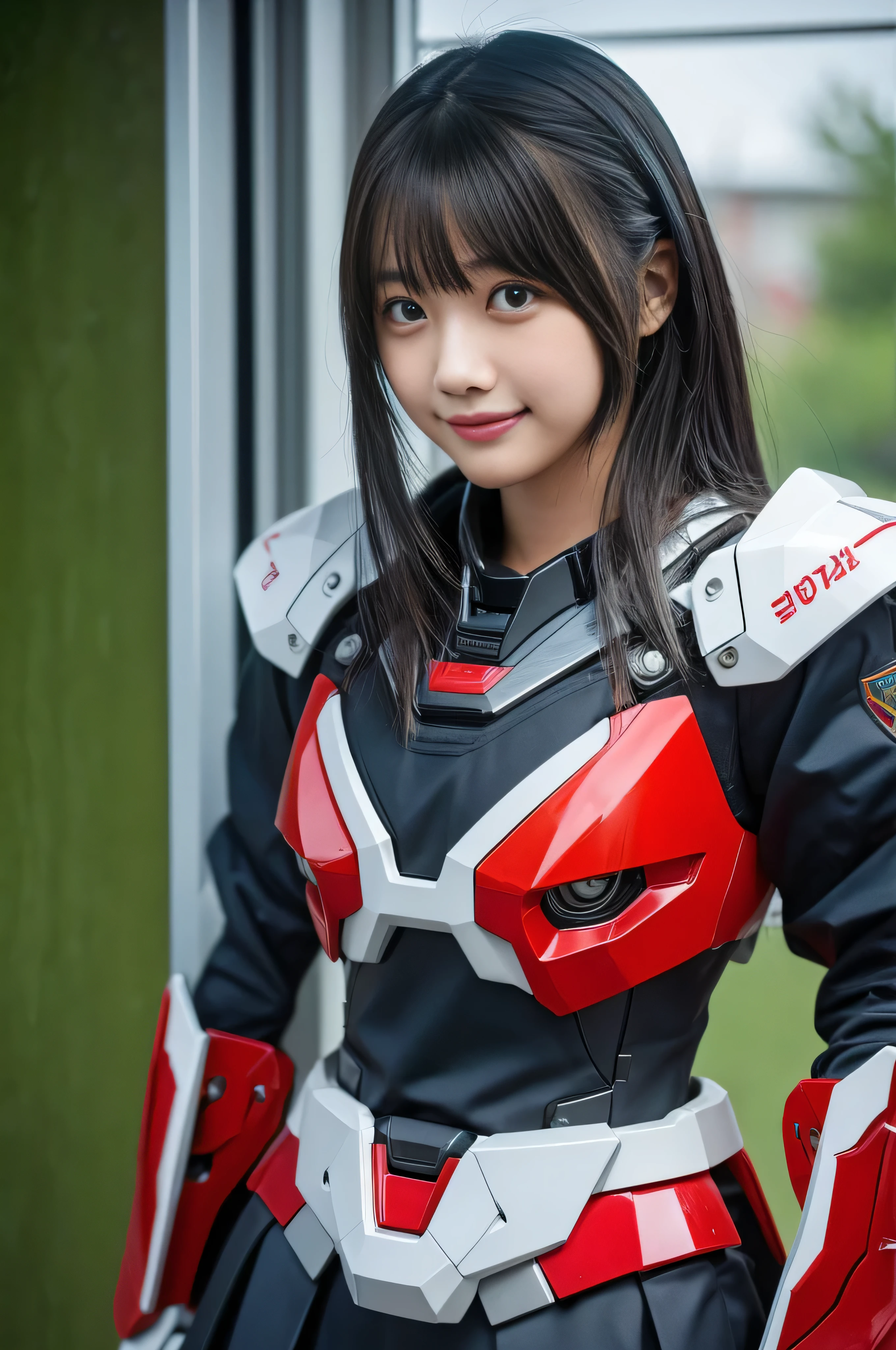(( masterpiece, 最 high quality , high res)), Japanese high school girl 、( by Nomi : 1.4), is a smiling face 、shut up、shut up.、great face, glossy lips、, Silver Hair, ( Beautiful Hair:1.5), rough skin, very detailed , Details, high quality, 最 high quality, nothing , 1080P, hard disk , beautiful,( Red Gundam), beautiful cyborg woman,*********, Tenth Generation, Mecha Cyborg Girl , black hair , BATTLE MODE,Mecha Body Girl, she's wearing a futuristic Gundam mecha, full body shot ,Her lower abdomen is bare , thighs, Chest, universe ,