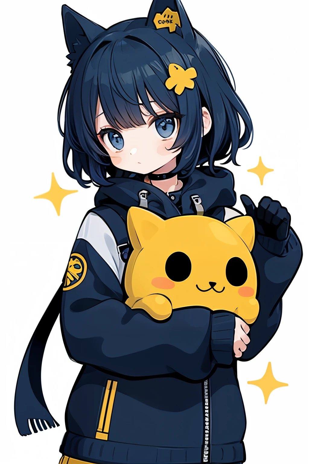 (sticker),#quality(8k,best quality, masterpiece),solo, #1girl(cute, kawaii,small ,smile,hair floating,hair color cosmic,pigtail hair,zombie skin,ghost skin ,skin color blue,pale skin,eye color cosmic,eyes shining,big eyes,damaged clothes,heavy metal costume,smirk,isolated on pink background,full body),#background(monotone,pink,no background,isolated on pink background)