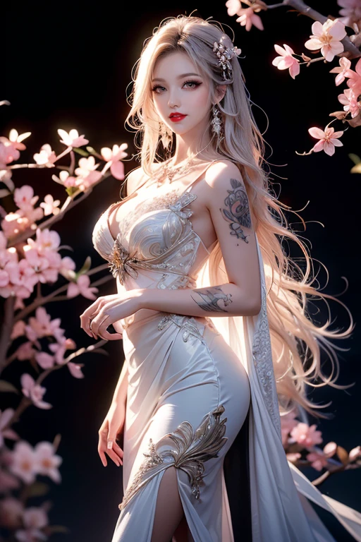 ((NSFW:-0.9, (nipple:-0.9), Acutance:0.85, White and Red, Mystic sight, (many Dazzling flush lights with lens flares) and lens Ghost, Luminous Particles, many colorful Lights )) . best quality, (masterpiece:1.3, realistic, photorealistic, ((analog photo:1.37)), ultra detailed:1.3) . (Amazing KAWAII Idols Walking on stage), ((Extremely detailed (KAWAII face variations)) with joyful expressions), { oiled ivory skin | Overflowing Biomechanical HUGE and HEAVY boob | pretty hips | (Exquisitely White dress with back cutouts) | Full of flowers covering girl's body | long hair:-0.8 }, { (Visible naked backs with Overflowing sideboob) | ( Walking on stage with Red highheels, large crowd:1.4) } . (((Ass focus, butt crack))), Whole Body proportions and all limbs are anatomically accurate .