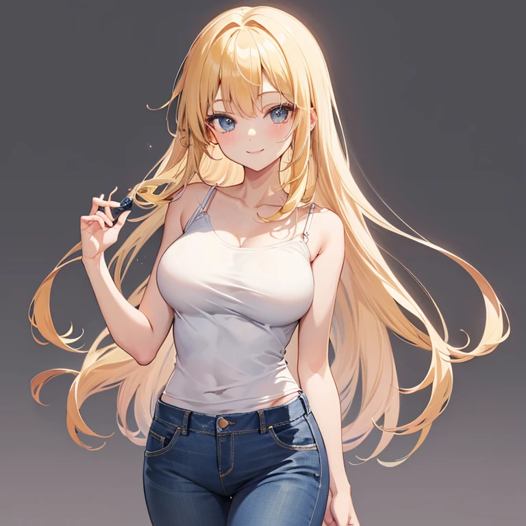 (best quality:1.5, highres, UHD, 4K, detailed lighting, shaders), gold wavy hair, gradient hair, large breasts, white shirt, skirt jeans, mature woman , (pov), white background, colorful eyeshadow, dramatic lighting, sparkling eyes, sensual expression, golden earrings, flowing hair, delicate facial features, soft skin, high cheekbones, urban setting, white background, sitting on a char with legs wide open),