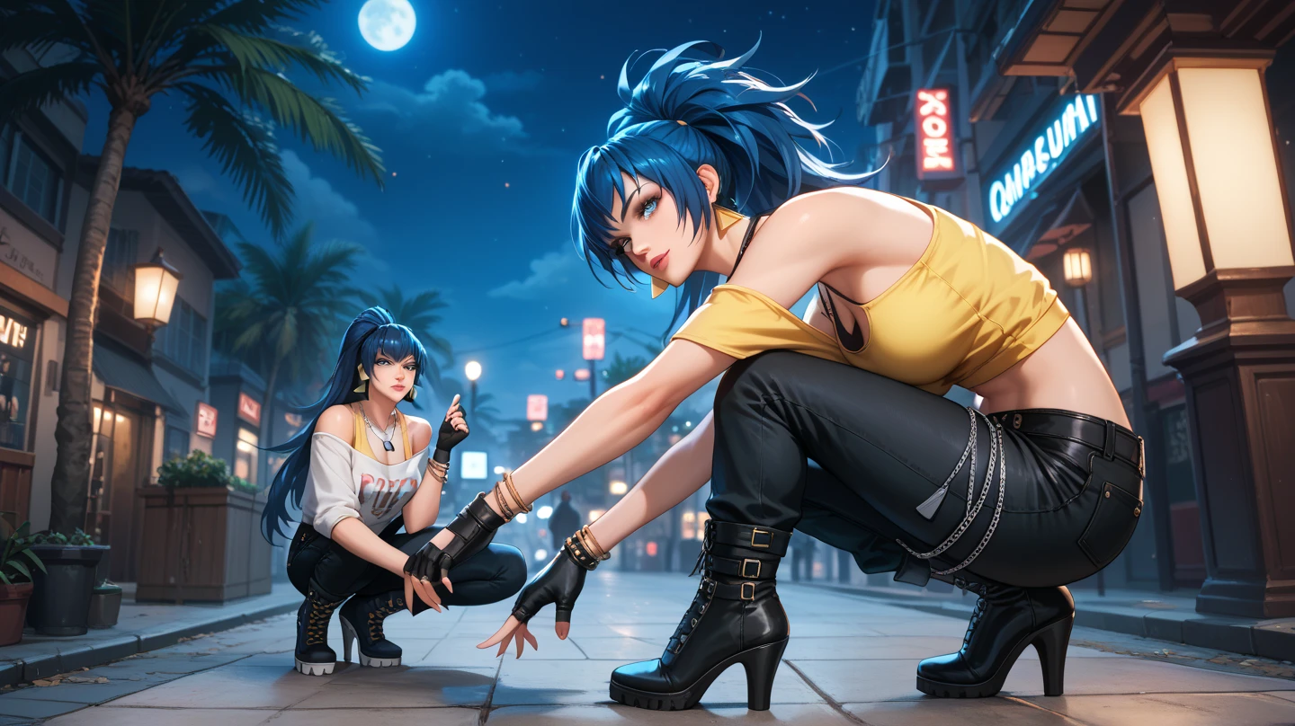 Maryms, Best Quality, (Beauty), Masterpiece, 1 female, physical rendering, thin waist, big eyes, (small breasts), puffy eyes, night, (Rain Castle), brightened skin, facing the audience, determined expression, facing the camera, red top, jeans, street background,