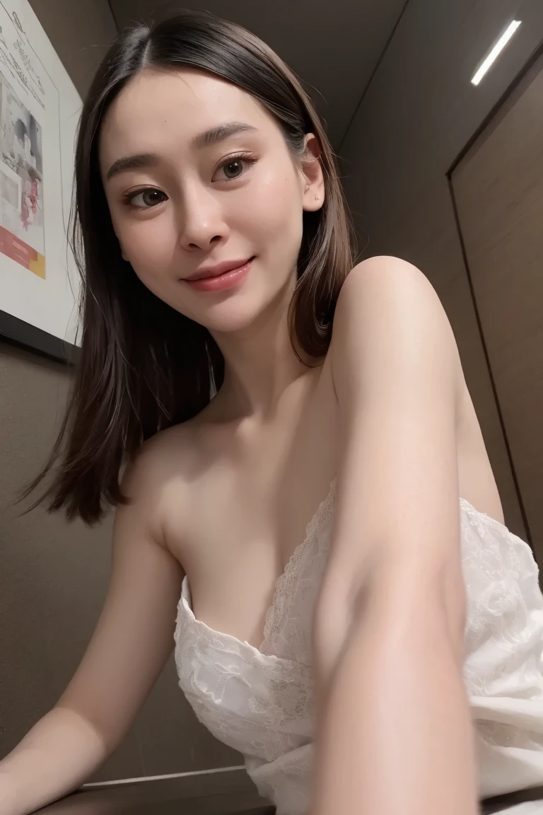 Beautiful Japanese high school sophomore, 17 years old height: 153 cm 、82、58、82 B cup with nice shape Baby Face small face Fair skin Glossy chestnut ponytail The man invited the crying girl to bed.、Get naked and lie on your back Full body image