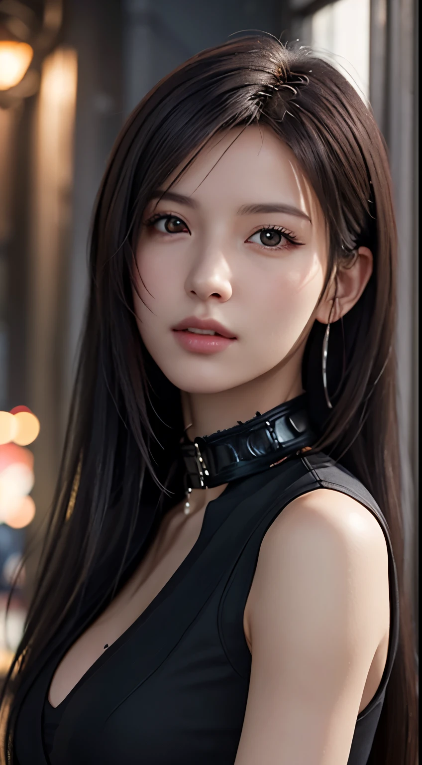 best qualtiy，tmasterpiece，A high resolution，1girl，Porcelain skirt，hair adornments，choker necklace，jewely，beautiful  face，Physically，dingdall effect，realisticlying，dark studio，edge lit，twotonelighting，（highdetailskin：1.2），8k uhd， dslr, softlighting, high high quality, volumettic light, sneak shot, photore, A high resolution, 4k, 8k, Background bokeh,Jolin Tsai，See-through installation