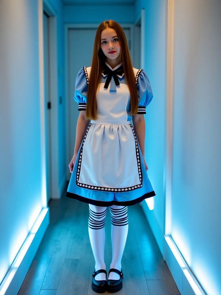 (Best quality, 8k, 32k, Masterpiece, UHD:1.2), "Transform the scene into the whimsical and surreal Wonderland from Tim Burton's Alice in Wonderland movie. Picture a fantastical landscape filled with vibrant colors, twisted shapes, and eccentric details that defy the laws of nature.
The sky is a swirling blend of deep purples and electric blues, dotted with fluffy, oversized clouds. The ground is a patchwork of lush, green meadows and peculiar, brightly colored flowers that seem to have a life of their own. Enormous mushrooms, in a variety of shapes and sizes, tower above, casting curious shadows.
In the distance, you can see the towering, whimsical architecture of the Queen of Hearts' castle, with its heart-shaped turrets and red-and-black color scheme. A winding path, paved with mismatched stones, leads through the landscape, inviting exploration. Along the path, you'll encounter all manner of strange and enchanting creatures, from the mischievous Cheshire Cat, with his wide grin and glowing eyes, to the endearing yet peculiar White Rabbit, always in a hurry.
The trees are gnarled and twisted, with branches that reach out like skeletal hands, some adorned with glowing lanterns and peculiar fruits. The foliage is dense and full of surprises, with occasional glimpses of fantastical creatures peeking through.
The overall atmosphere is one of enchantment and curiosity, with a touch of darkness and mystery, capturing the unique and magical essence of Tim Burton's Wonderland. Every element should be infused with a sense of whimsy and wonder, transforming the setting into a place where the impossible becomes possible."
