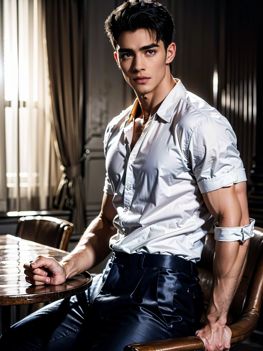 young and beautiful face, thin lips with thin lips and masculine features 
