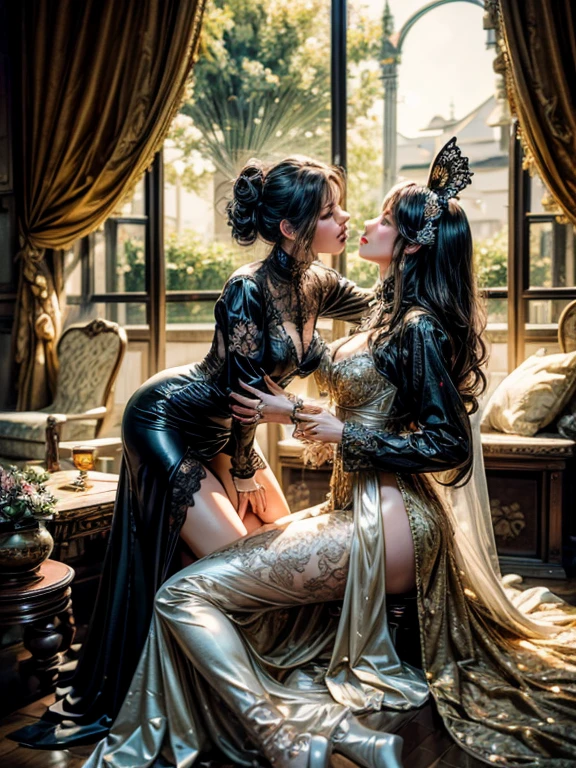 (8k, photo, best quality, masterpiece, erotic, homoerotic, beautiful eyes, ballet tights, crotch bulge:1.5), (2 androgynous males, prince castrates (rat king, scared, desperate, groin pain), nutcracker ballet:1.65)