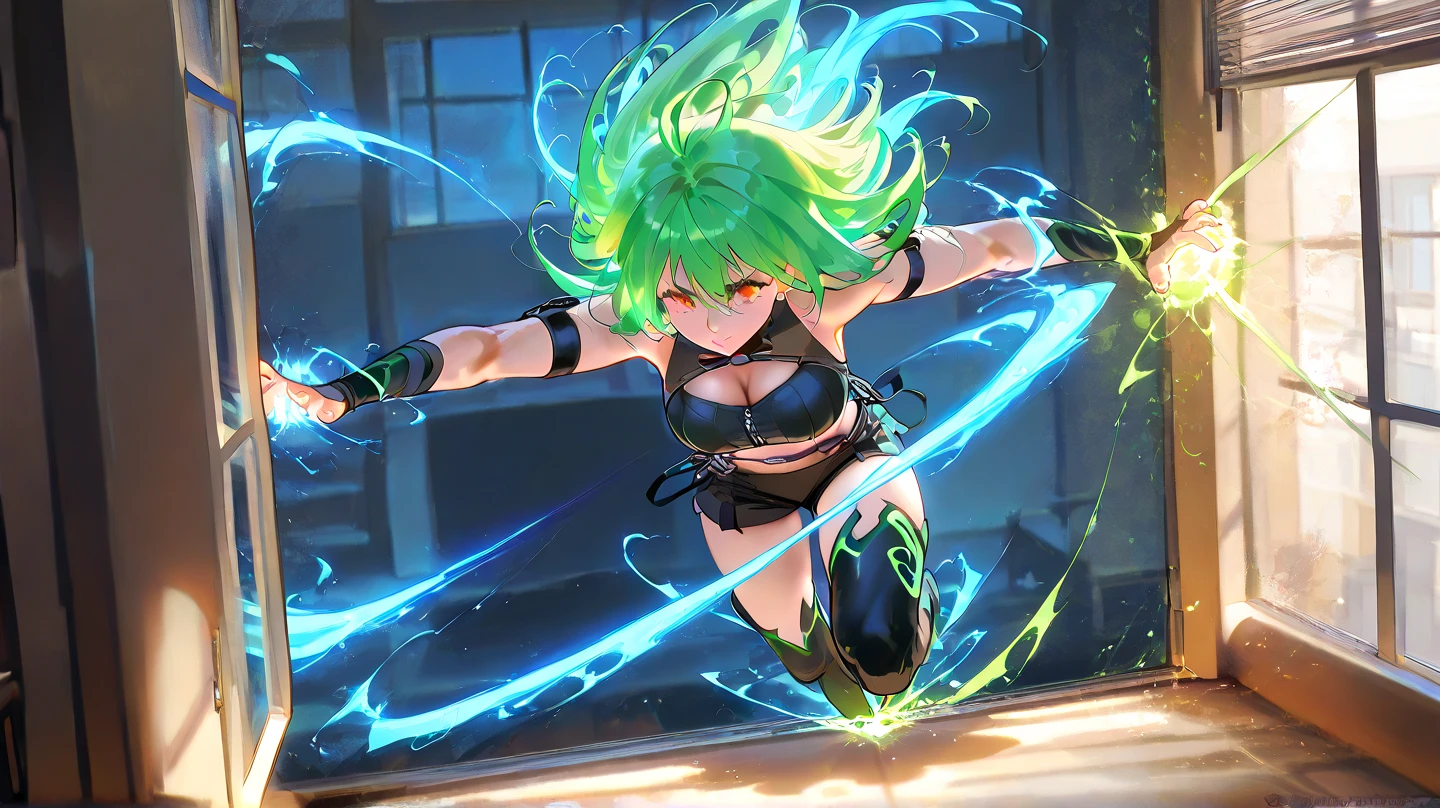 Anime Character with big tits and big ass and Electric Green Hair and Transparent Background:
(Transparent background, High definition: 1920 x 1080p), a muscular figure clad in a cartoon anime-style outfit, broad, narrow eyes drawing intense focus, electric blue hair standing out against the background, red glowing eyes piercing through the emptiness, broad shoulders and narrow waist showcasing an athletic physique.