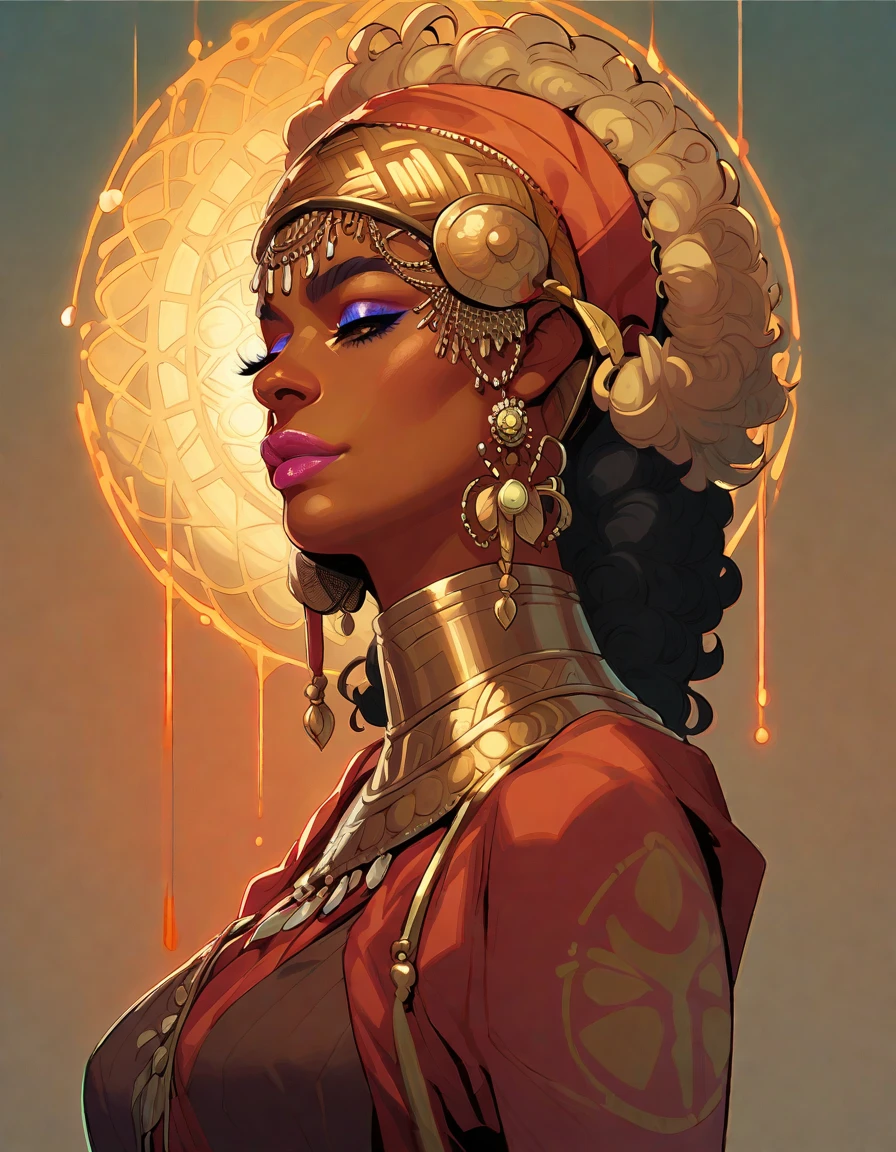 centered, Gothic art nouveau ornamental frame, intricately detailed t-shirt design ready for print , 2d, African black skin queen of Sheba, regal face expression, frontal perspective, hair bun, Ethiopian sunset at the background,ancient African ornaments, fire magic, white background, vector t-shirt art ready for print, intricate rich extremely complex ornaments illustration, red Roses and limegreen leaves, clean bold lines style, a t-shirt design inspired by tribal art and folklore, featuring intricately detailed spirit monsters, The design incorporates geometric patterns and bold linework to create a striking and powerful composition, extremely detailed and complex illustration, high detail, , 8K-AR, Pro Vector, high quality, vibrant colors, digital art, 8k, clean lines style, intricate high details