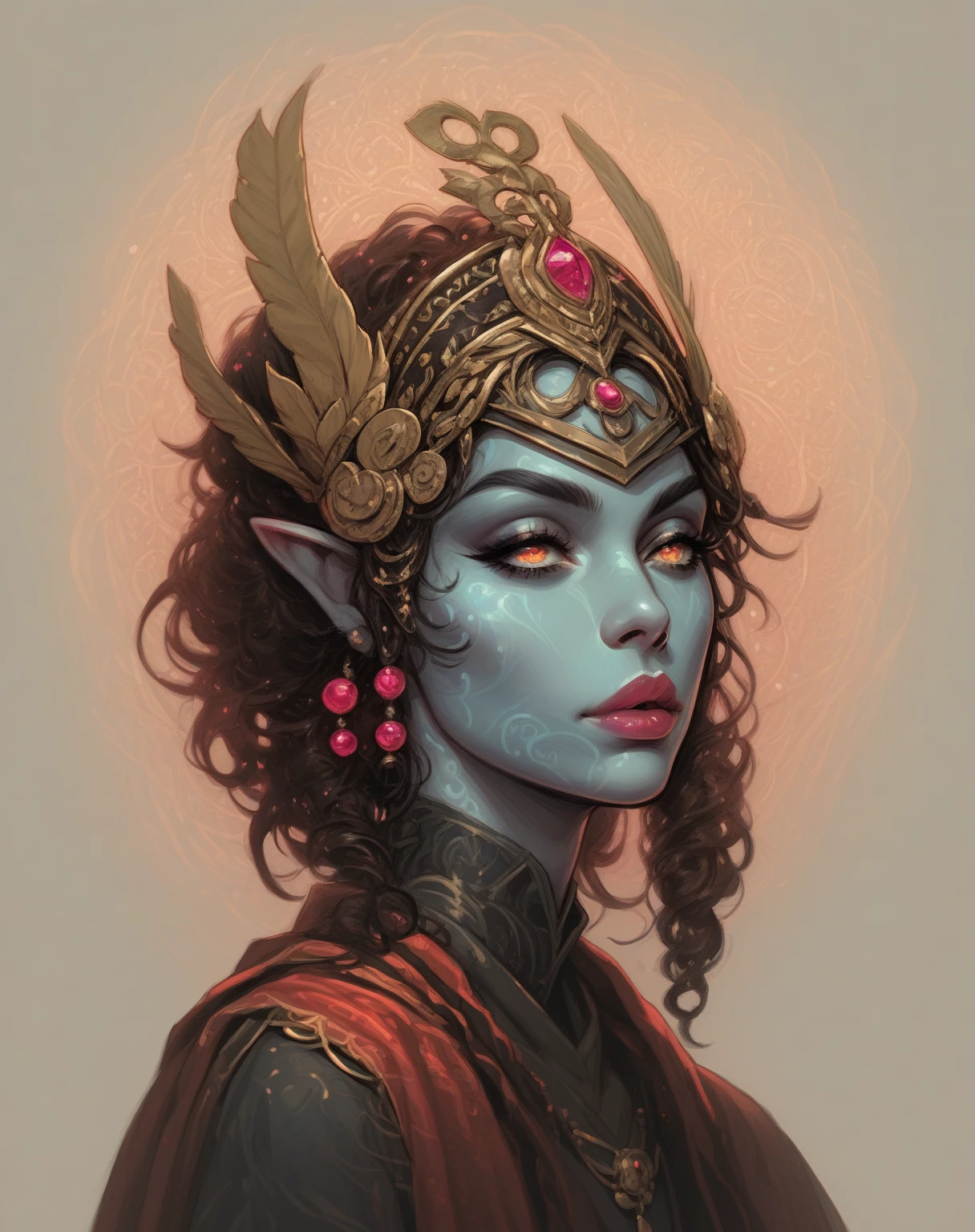 Sexual creature. Ancient Sex Djinn. Intricate psychedelic skin. Beautiful appearance. dnd character.  dnd.