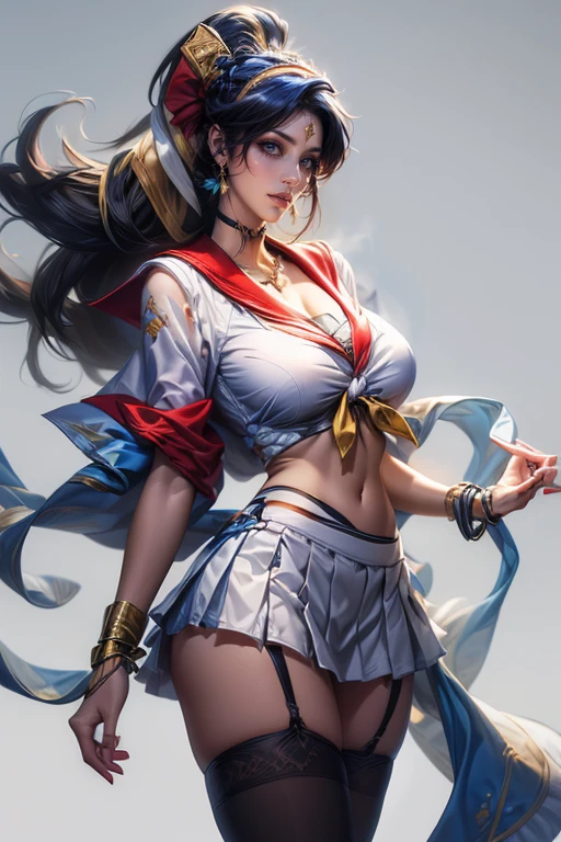 (masterpiece), best quality, expressive eyes, perfect face,  4k, UHD, ultra detailed, clean image, denoise, 1girl, solo, boa hancock, cape, epaulettes, cleavage, jewelry, earrings, midriff, on pirate ship