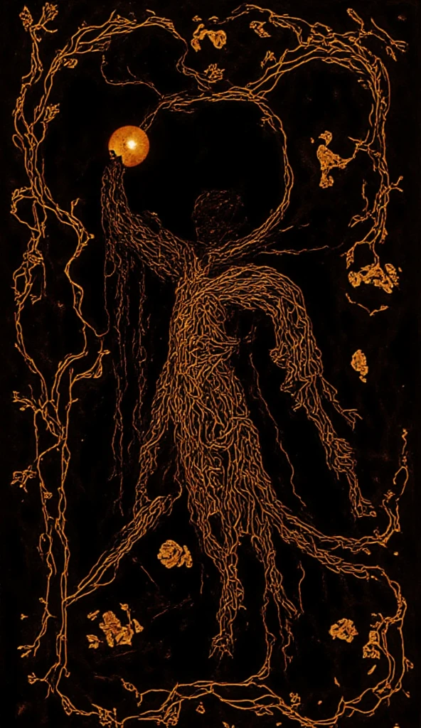 A drawing of a man suspended by a rope., Sketch of lucid dreams, astral projection, 3rd Eye, Transdimensional beings, DMT ego death, There is no death ego., Illustration in the golden ratio, By Hans Bellmer, Full -- body and head view, Third eye, net of being, opening Third eye, quality astral projection render