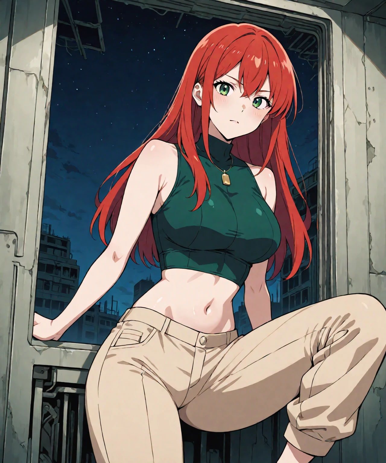 Kushina uzumaki from naruto shipuden, pantyhose, beautiful legs, ass, sexy, 1girl, detailed facial features, realistic, photorealistic, photo-realistic:1.37, best quality, 4k, 8k, highres, masterpiece:1.2, ultra-detailed, vivid colors, intricate details, cinematic lighting, dramatic shadows, character portrait, anime style, vibrant colors, glowing skin, flowing hair, seductive pose, ass