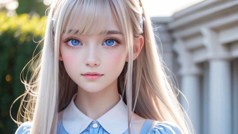 ((sfw: 1.4)), (( detailed face, cute face, detailed face, professional photography)), (((arms down) , (hands down) , master piece , best quality , highly detailed , standing , blouse, skirt , bangs ,( grin smile : 1.2), room , indoor)), (( Shiny platinum blonde silk hair, beautiful shiny bangs, big clear sky blue eyes, very beautiful bright eye highlights, 1 Girl)), Ultra High Resolution, (Realistic: 1.4), RAW Photo, Best Quality, (Photorealistic Stick), Focus, Soft Light, ((15 years old)), (( (young face))), (surface), (depth of field), masterpiece, (realistic), woman, bangs, ((1 girl))