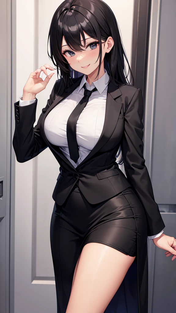 god、美の女god、Pure white hair、Red Eyes、business suit