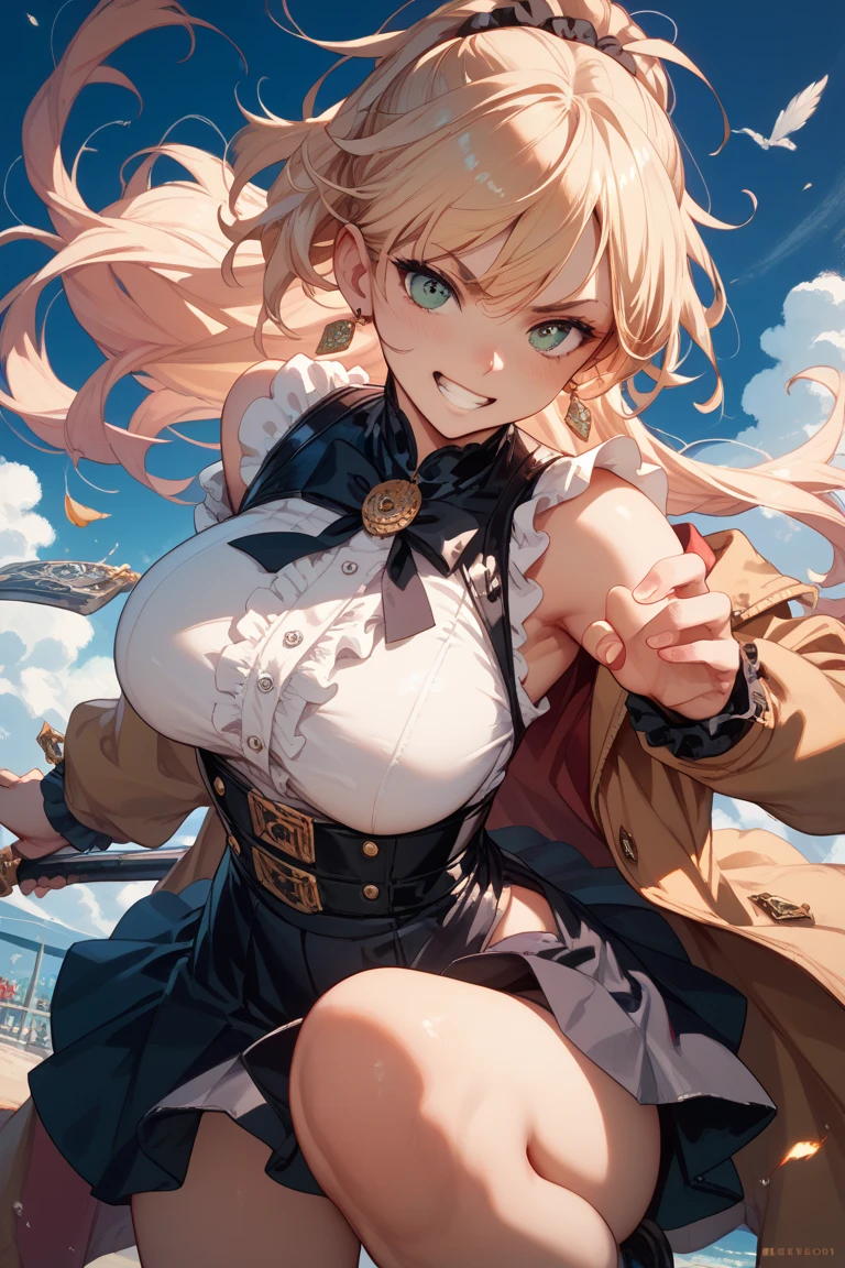 Girls wear skirts,it's a perfect face,seminu,Willow waist,(real, realistically), (depth of fields),striped hair,thick thight,view the viewer , insanely details, Complicated Details, skeleton costume,(Lop), Lower chest skeleton costume,Shiny holographic skeleton costume:1.1 , Big breasts sag,hair blonde,Redlip ,see-through skirt,(((8K,winning art,dynamic poses))),
