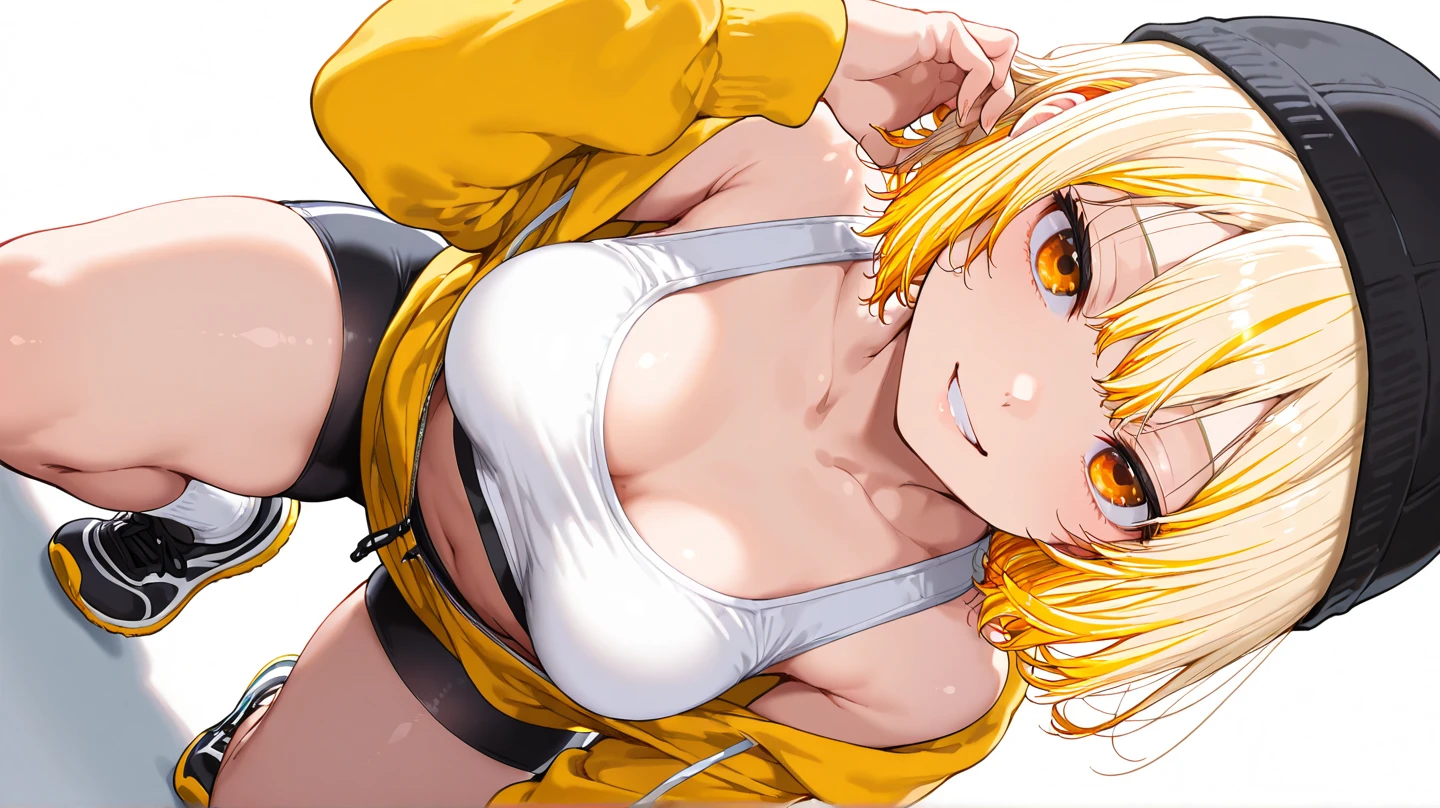 ram invader, white panties、detailed breasts, anime dick, (Tiger print miniskirt cheerleader: 1.2), （脚上げでwhite panties見えてる:1.4）,muste piece, white panties、best quality, open mouth, tooth, ultra-detailed breasts, Yellow eyes,White shorts、 cute eyes, detailed face, a cute girl, big chest, red face, (wet with water: 1.2), Generally poor breasts, areola slip, (Position where panties are visible:1.5), (beautiful breasts: 1.2), (with a bright light source: 1.2), (heart shaped pupils opening their clothes: 1.5)