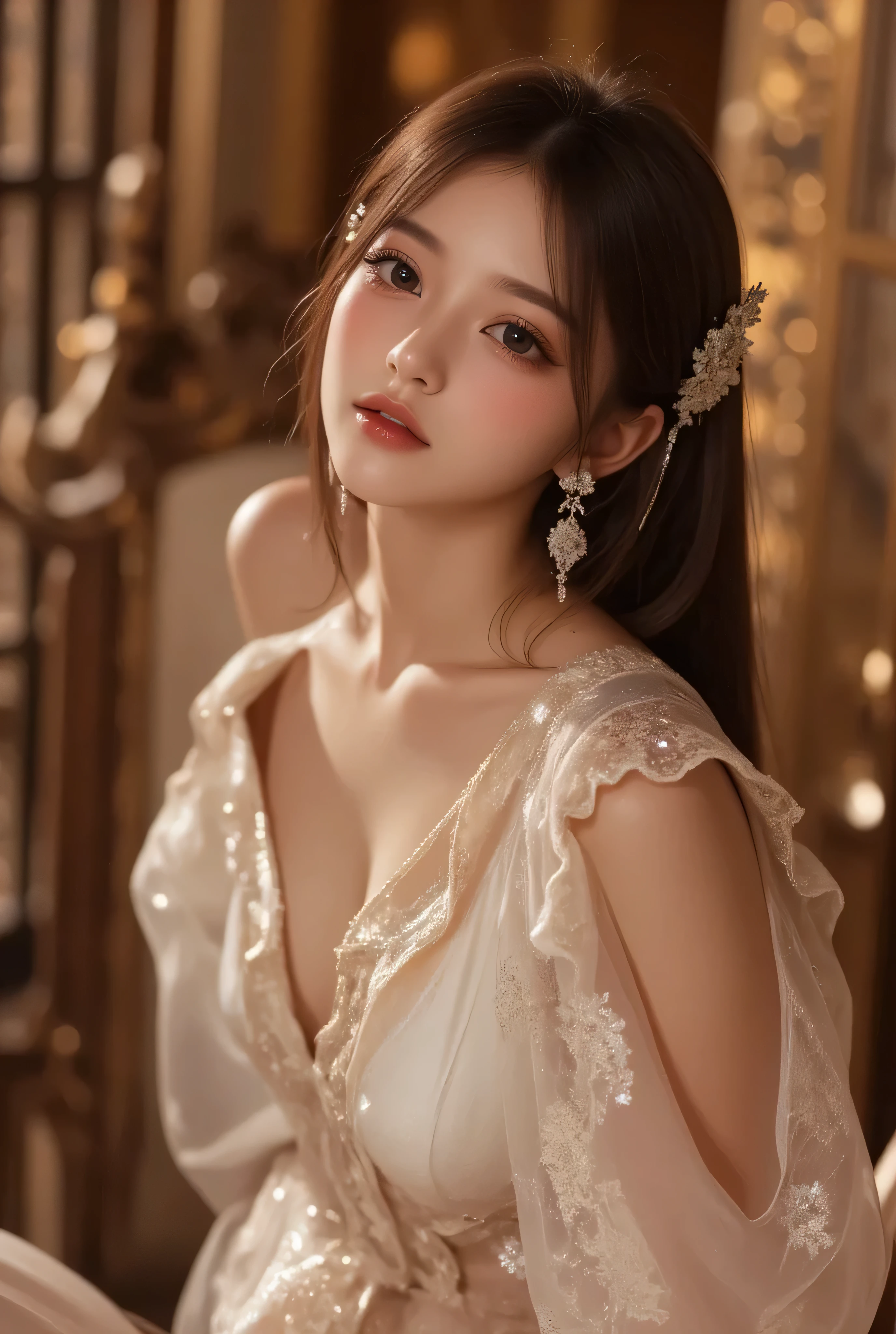 pretty half-part transparent open shoulder loose outfits dress, reflecting the cultural essence of the location.
🌍 Randomized Travel Theme:
She is gracefully dressed in an outfit inspired by a randomly selected world culture, blending traditional attire with artistic elegance. The setting immerses her in a vibrant and authentic environment, rich with intricate cultural details.
Possible Locations & Themes (Random Selection):
Japan – A stunning silk kimono with cherry blossoms, standing beneath glowing lanterns in Kyoto.
France – A romantic Parisian gown with lace, overlooking the Eiffel Tower at sunset.
Morocco – A luxurious kaftan with golden embroidery, surrounded by mosaic-lit courtyards.
Egypt – An ancient Egyptian-inspired dress with hieroglyphics, set against the Great Pyramids.
Italy – An elegant Venetian masquerade dress, near a moonlit canal with gondolas.
India – A richly embroidered saree with golden bangles, in a palace adorned with marigolds.
Mexico – A colorful folkloric dress with floral embroidery, in a festive Day of the Dead celebration.
Russia – A regal fur-lined coat with intricate patterns, in a snow-covered Red Square.
Brazil – A dazzling carnival outfit with feathers and sequins, dancing under Rio’s festival lights.
Greece – A flowing toga-inspired dress with laurel accents, among the ancient ruins of Athens.
Each location is uniquely detailed, featuring cultural symbols, iconic landmarks, and atmospheric lighting to enhance the immersion. The randomness brings a sense of adventure, making each depiction a surprise journey to a different part of the world!