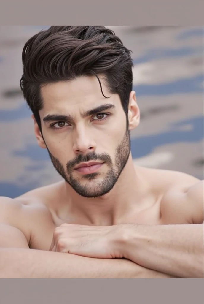 BEAUTIFUL MEN AROUND 35 YEARS OLD WITH FACIAL HAIR AND HAIRY CHEST VERY SHORT HAIR CUT
