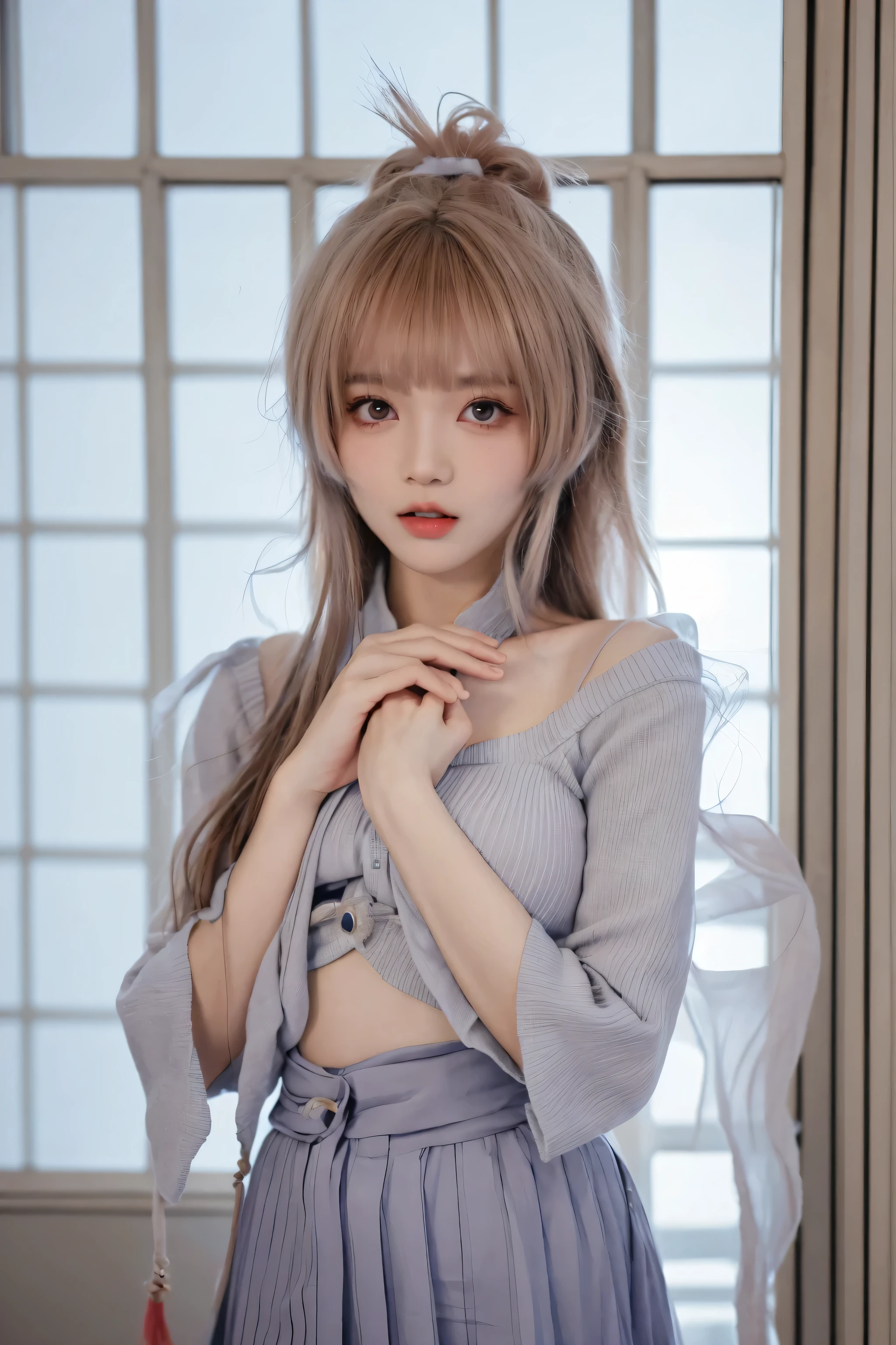 ( masterpiece:1.3), highest quality, high resolution , unity 8k wallpaper ,(illustration:1), perfect lighting,photo_\(medium\),photo actual , actual ,Meticulous attention to detail,Extremely detailed, soft lights and shadows,soft yet striking lighting, movie particle :1.2,Coral Palace Heart Sea,1 Girl, pink hair, Purple Eyes , bangs, white background , colorful hair ,headdress, is unique,bow-shaped hair,mole,parted Lips,Gradient Hairstyle, long hair,bow,
1 Girl, is unique,breast,Umbilical cord, long hair, clothes lift, curtain , white background ,Shirt lifted,skirt,window,parted Lips, Brown Hair ,sweater,nipple,indoor,grey skirt, long sleeve,small breast, bioluminescent , actual ,sleeves past wrists, very good , blurry,sweater lift, permanent, clothes pull ,Lips,long skirt,Stomach,Big breasts(d), Big breasts(d), Big breasts(d),