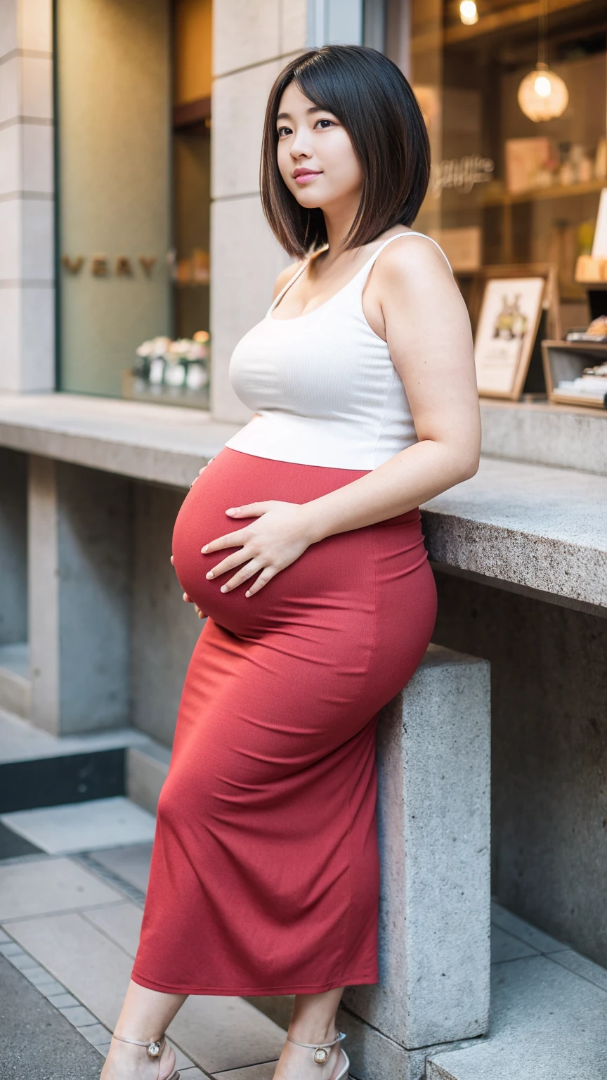 Two twin sisters，（Huge pregnancy）Smiling fat woman  ((best quality)), ((masterpiece)), (detailed), Perfect face, Wearing a green loose sweatshirt and short skirt, The other was wearing a red loose plaid shirt and jeans, Thin waist and thick hips,  Soft curves, hyperPractical full figure, Wearing a cute top, Long legs,,thickness, Beautiful plump woman, Two female targets with beautiful curves，Clear curve details, Curvy hourglass figure, Charming plus size models, bbw酱, full image, Surface Model, Curvy body, （full-body shot）blush, 1girll fat , Golden Ratio,(White and tender skin:),High quality background, HD, Practical, HDR. pedestrian mall，Skin as white as paper，High heel，Supercar，Auto Show