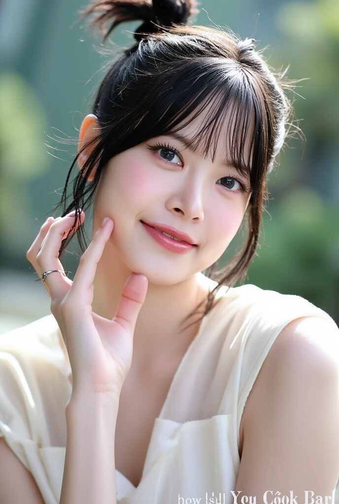 RAW Photos, Very delicate and beautiful, Ultra-high resolution, Detailed lighting, Octane Rendering, Highly detailed ticker Unity 8k wallpaper, Soft lighting, Unity, wallpaper, Realistic, Ultra-detailed light and shadow, Soft lighting, Break 1 Girl, ponytail,(smile), (Big Breasts), (see-through shirt),shirt, Wet, Poolside,