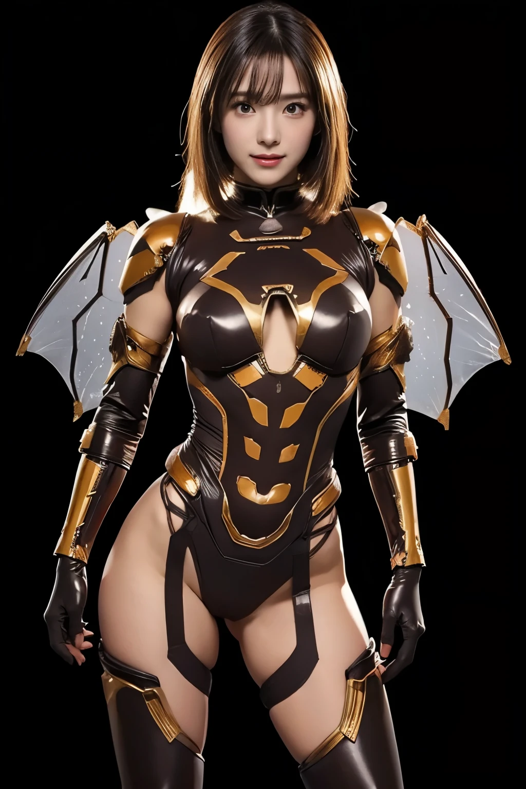 (High resolution,masutepiece,Best Quality,extremely details CG, Anime, Official art:1.4), Realistic, Photo, amazing fine details, all intricate, gloss and shiny,awesome many layers, 8K Wallpaper, 。.。.3D, sketch, kawaii, Illustration,( Solo:1.4), perfect female proportion,villainess, (Fusion of dark brown cockroach and lady:1.4), (Brown cockroach forms ready:1.2), (Brown cockroach woman:1.2), (Fusion:1.2), (Solo:1.4), (Evil smile:1.2), muscular, Abs, (cockroach brown exoskeleton bio insect Suit:1.4), (Cockroach brown exoskeleton insect armor:1.2), (Brown transparent cockroach wings:1.4), (Brown cockroach antenna:1.3),mecha musume,Sexy_race_queen,nun,high leg latex leotard,Chun-li,ninjartist_Suit,1girl in,animal hands,Latex Costume,asagioutfit