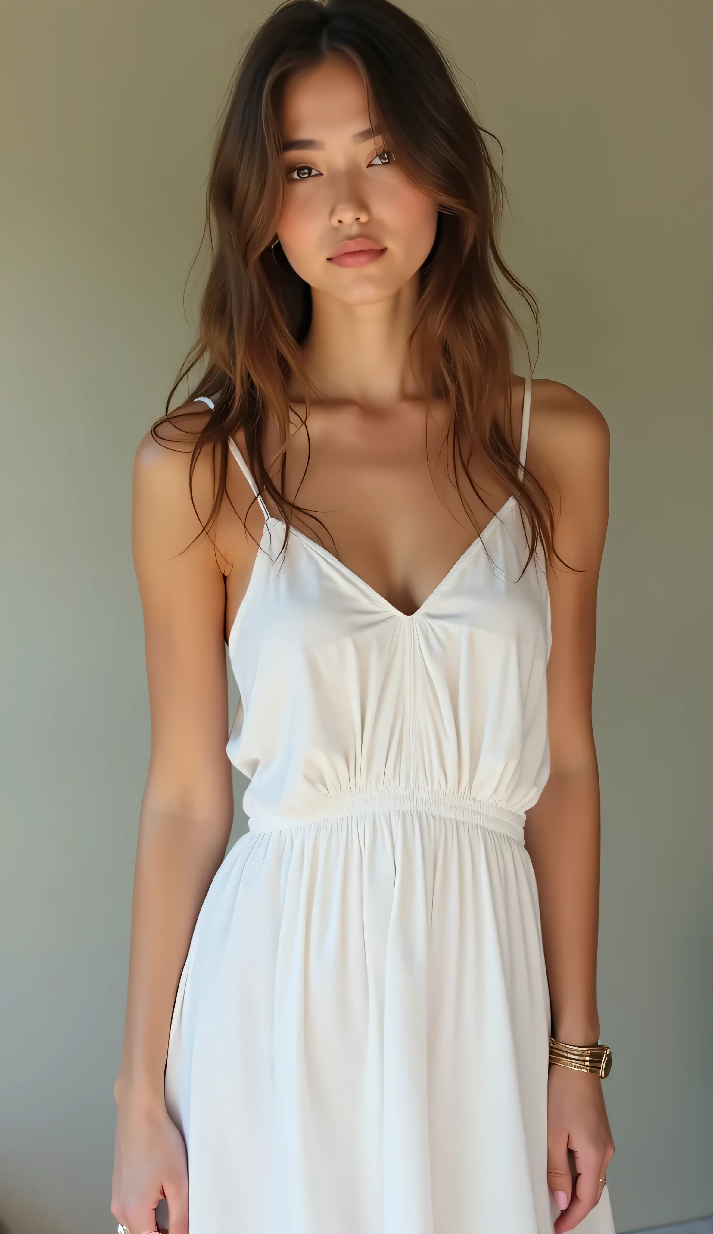 best quality, polaroid, beautiful, 25 year old woman, australian, (ash-blonde hair:1.25), (cleavage:1.25), (blue eyes:1.25), waist up portrait, messy hair, white dress, (festival), detailed face, hyper realistic, (natural lightning:1.1), perfect shadows, (facing camera), (looking into the camera)