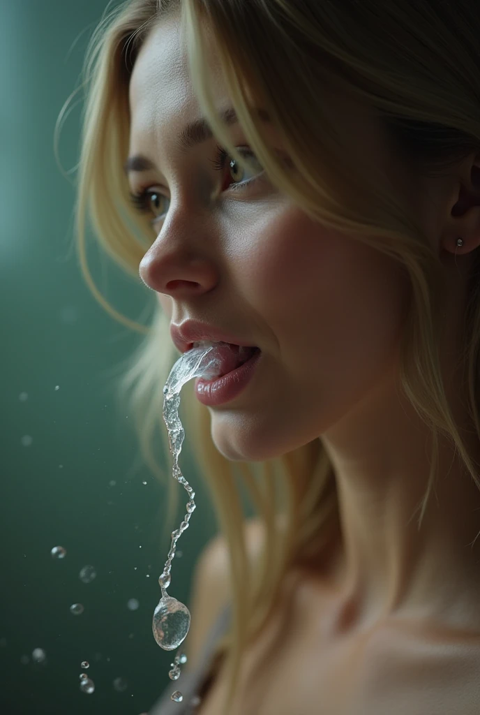 ((best quality)), ((masterpiece)), (detailed), perfect face, Hyper realistic, Scarlet Johansson, perky breasts, fully nude, dripping wet, giving a blowjob