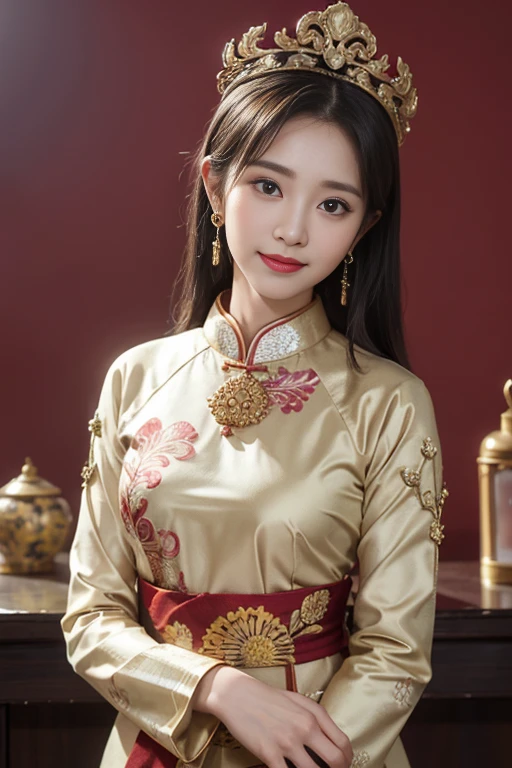 ((Japanese woman wearing ao dai、19-year-old female、Very cute woman))、In the city of Vietnam、Saigon、Detailed face、Perfect proportions、(Highest quality、high resolution、High resolution、masterpiece:1.2)、(RAW Photos、Clear photos:1.2)、Lifelike skin texture、Looking at me with a smile