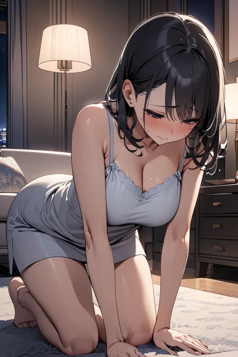 anime girl in white shirt and panties laying on the floor, seductive anime girl, smooth anime cg art, beautiful anime girl squatting, the anime girl is crouching, [ 4 k digital art ]!!, attractive anime girl, beautiful alluring anime woman, anime moe artstyle, digital anime illustration, hyperrealistic schoolgirl, a hyperrealistic schoolgirl, digital anime art