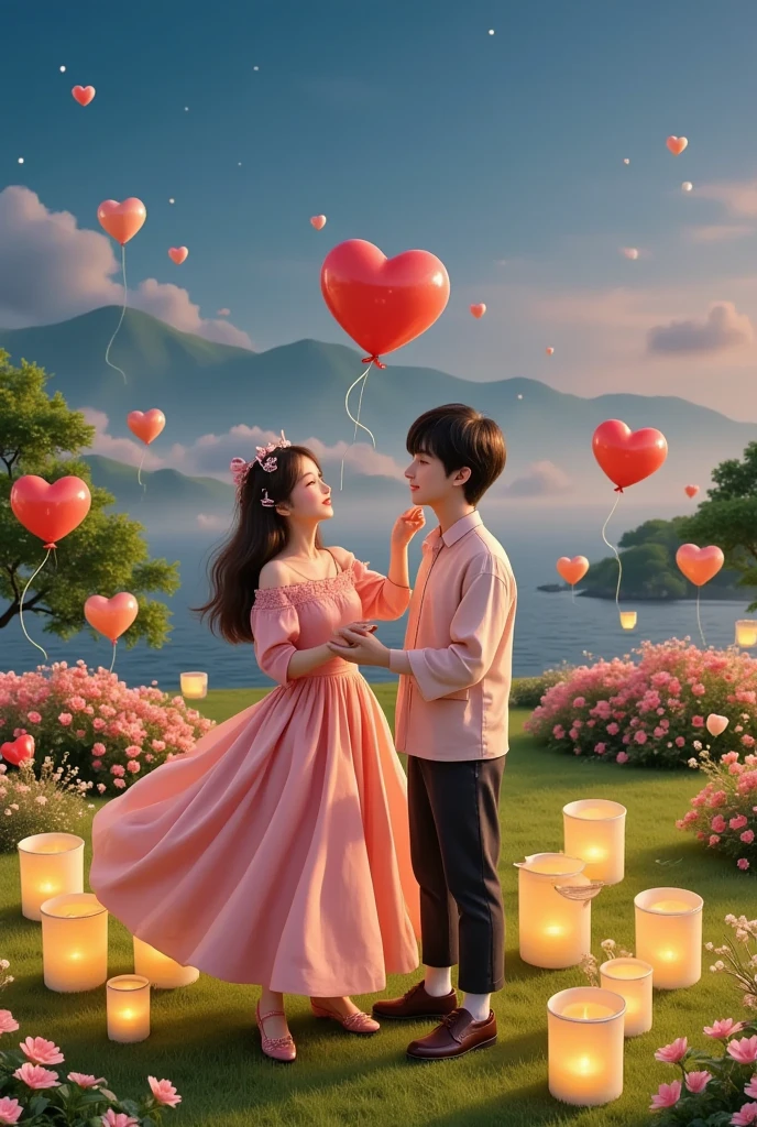 Share a romantic dance , 情人Festival'Festival,一对情侣在迷人的garden中心跳浪漫的舞蹈. The scene is illuminated by floating candles and lanterns , projects a warm , Gently. garden , From the delicate petals of flowers to the verdant leaves , 错综复杂的细Festival以惊人的8K分辨率呈现 . The couple, Immerse yourself in your arms , Exudes deep love and connection . The atmosphere is full of magical magic , The soft light and serene beauty of the surroundings brightens up the surrounding environment .
