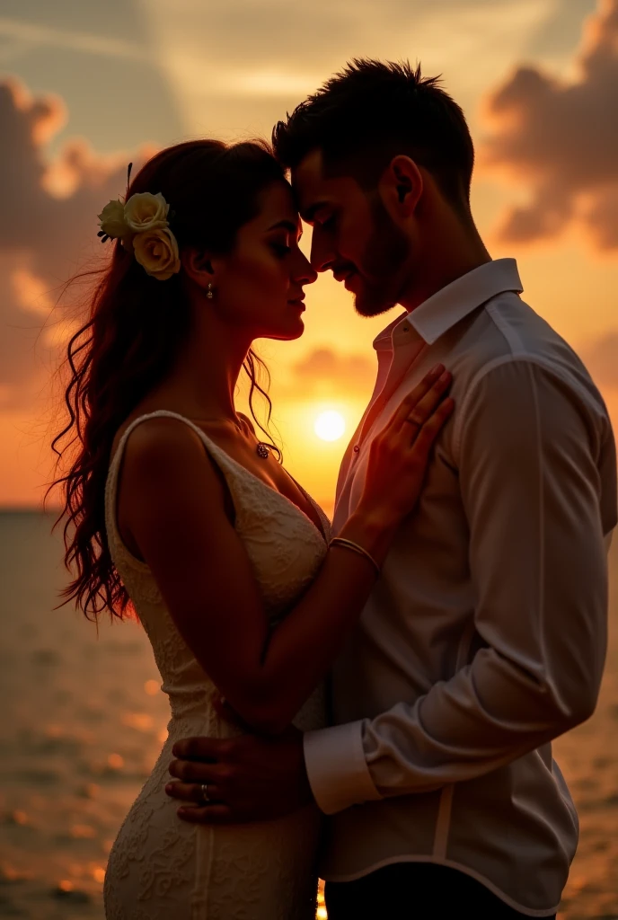 Create two images in one photo: From a man with his heart wounded by manipulation, and a woman with her heart shattered by deceit, both must demonstrate despair at their inability to free themselves from the manipulation with threads of each other.. No dark images.
