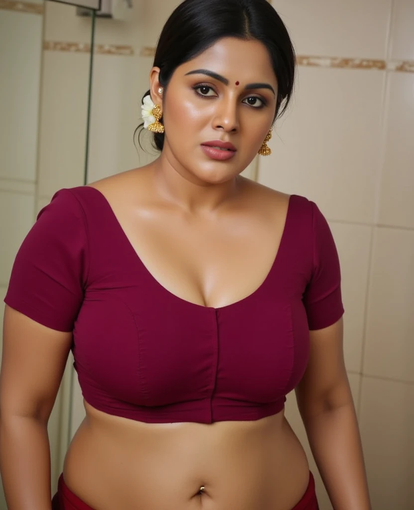 Sexy fat plus size indian bhabhi, sleeveless blouse, desi hot aunty, looks like Anushka Shetty, wearing sleeveless saree blouse, sexy sequin saree, bold saree fashion, bong saree fashion, bold hot photoshoot, sexy sequin saree, she has fleshy arms and fat wide belly, sexy armpits, showing her attractive fleshy figure, high quality skin, skin pores, skin texture, deep juicy navel, sexy navel folds, fleshy figure, jiggly belly, hyper realistic skin, RAW Foto, 