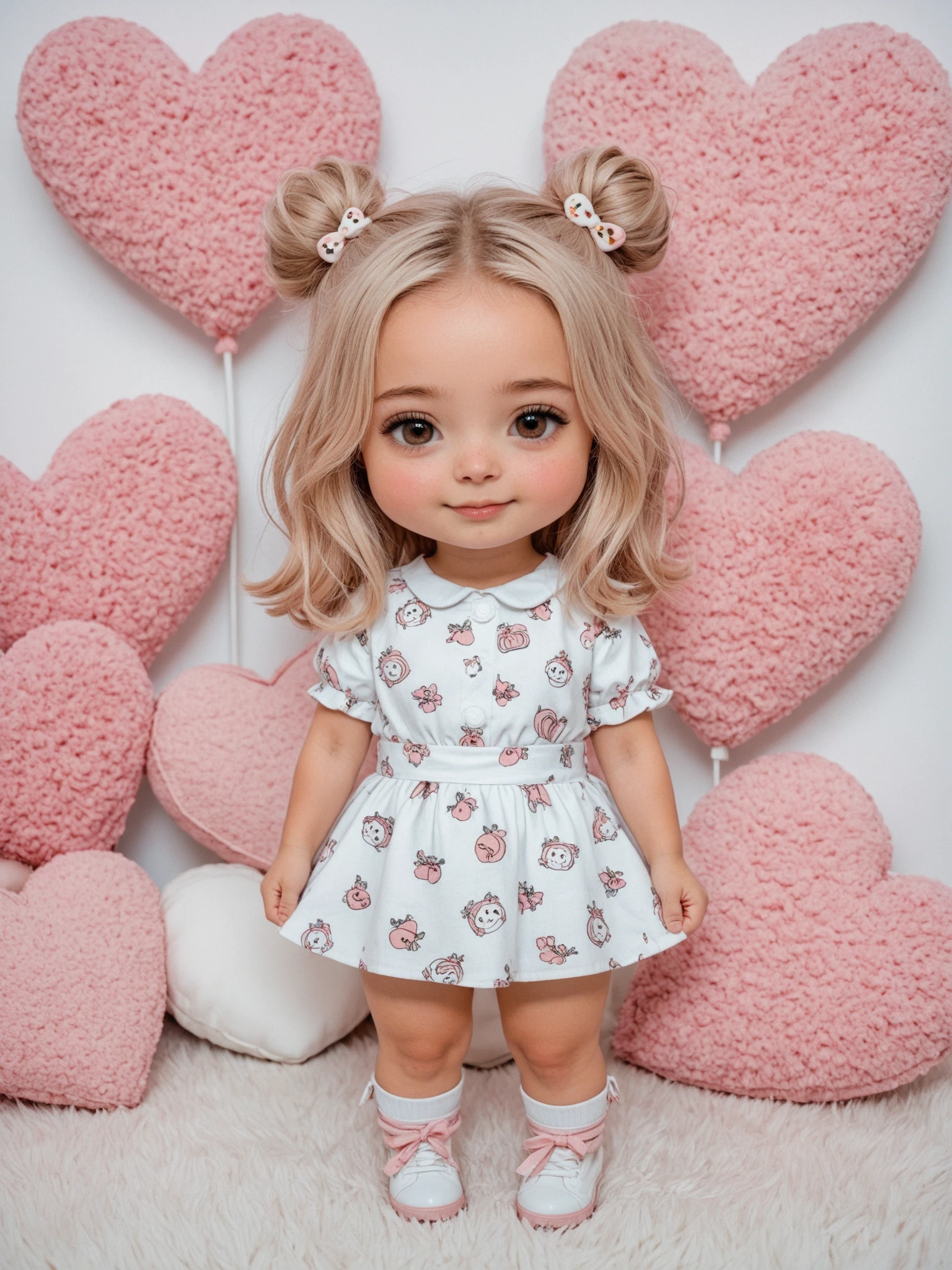Russian style, girl children , photo studio white infinite background, close-up, bust, portrait , long blonde hair TRACES and giant bow PURPLE on head