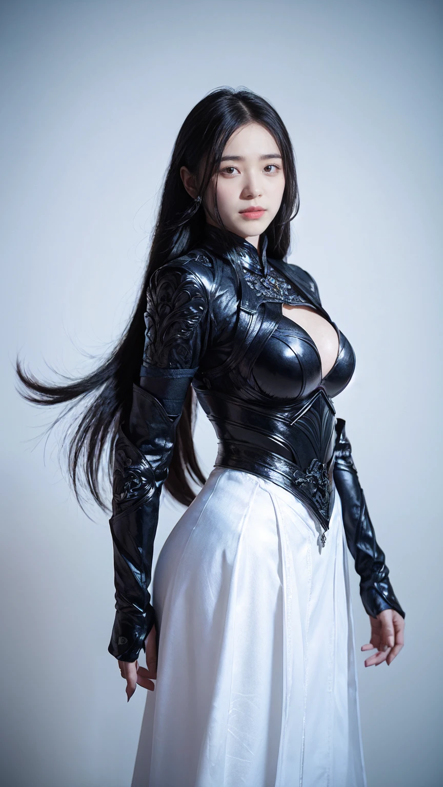 A woman in black clothes posing for a photograph, anime girl Cosplay, Cosplay photo, anime Cosplay, Cosplay, Ninja Gaiden Girl Portrait, full-Cosplay, Wearing technical clothing and armour, beautiful female assassin, professional Cosplay, 8K Art Germany Bokeh, Captivating portrait of Tifa Lockhart, Irelia from League of Legends, ornate Cosplay
