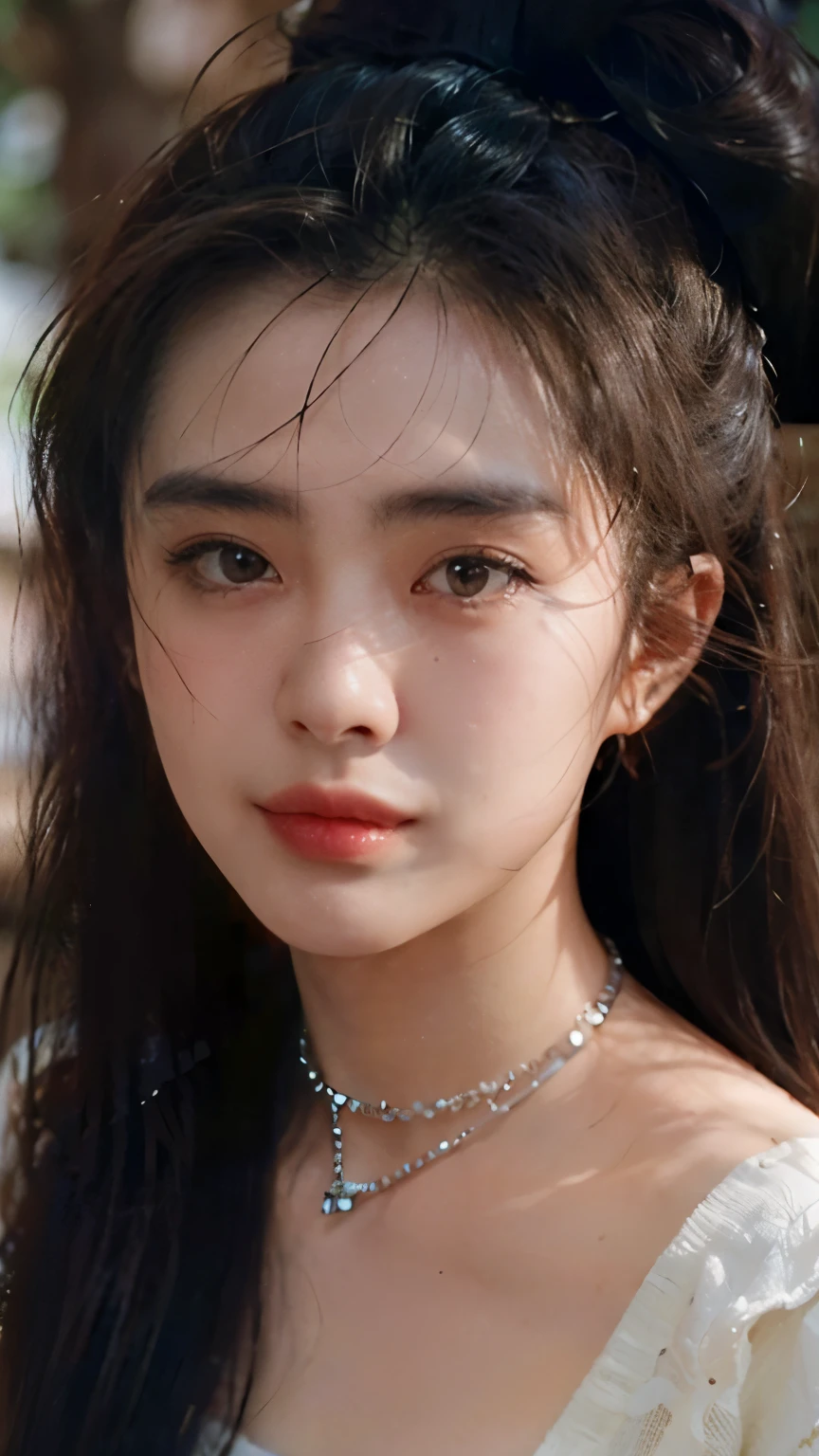 8k, Masterpiece, raw photos, best quality, realistic, Very detailed CG unity 8k wallpaper., depth of field, Cinema-grade lighting, lens flare, Ray tracing, (Very beautiful face, beautiful lips, beautiful eyes), A face with intricate details, ((Ultra-detailed skin), รูปถ่ายของสาวสวย 1 คนbest quality, Ultra high resolution, (realistically:1.4),cute hair clip,1 girl,long red hair,cropped sweater ,Beautiful woman with a slender figure:1.4, Pronounced abdomen:1.4, on the island,A particularly detailed face,Exquisite eyes,Double eyelids,choker necklace