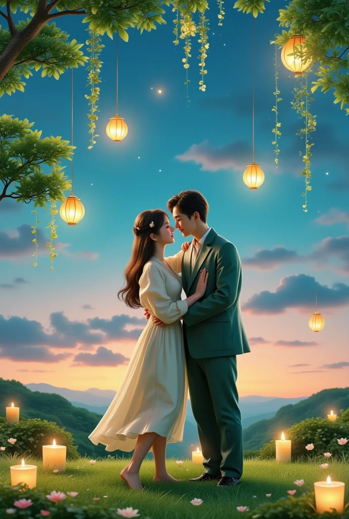 Share a romantic dance , 情人Festival'Festival,一对情侣在迷人的garden中心跳浪漫的舞蹈. The scene is illuminated by floating candles and lanterns , projects a warm , Gently. garden , From the delicate petals of flowers to the verdant leaves , 错综复杂的细Festival以惊人的8K分辨率呈现 . The couple, Immerse yourself in your arms , Exudes deep love and connection . The atmosphere is full of magical magic , The soft light and serene beauty of the surroundings brightens up the surrounding environment .