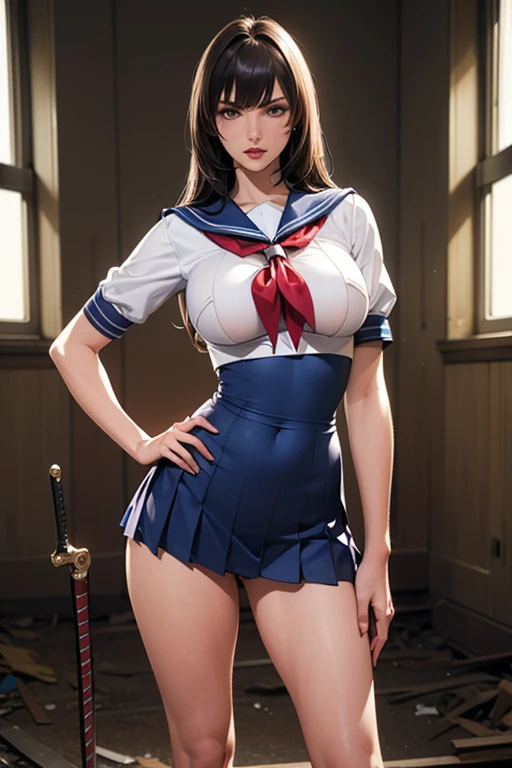 (((master piece,Best Quality,highest quality,Ultra-detailed,ultra high resolution,extremely detailed CG unity 8k wallpaper,Illustration,Detailed skin,Shiny skin,Realistic,Beautiful detailed eyes,luscious eyes,striking eyes,Perfect Anatomy, gleaming skin))),oily skin,1girl in,Solo, cabin attendant uniform,flight attendant uniform,light blue blouse,dark blue slit tight skirt,red neckerchief,earrings,high heels,stockings,middle hair,half updo,dark brown hair,red lips,(((cowboy shot))),(((half updo,red lips))),large breast,skirt lift,panty pull,show off pubic hair,